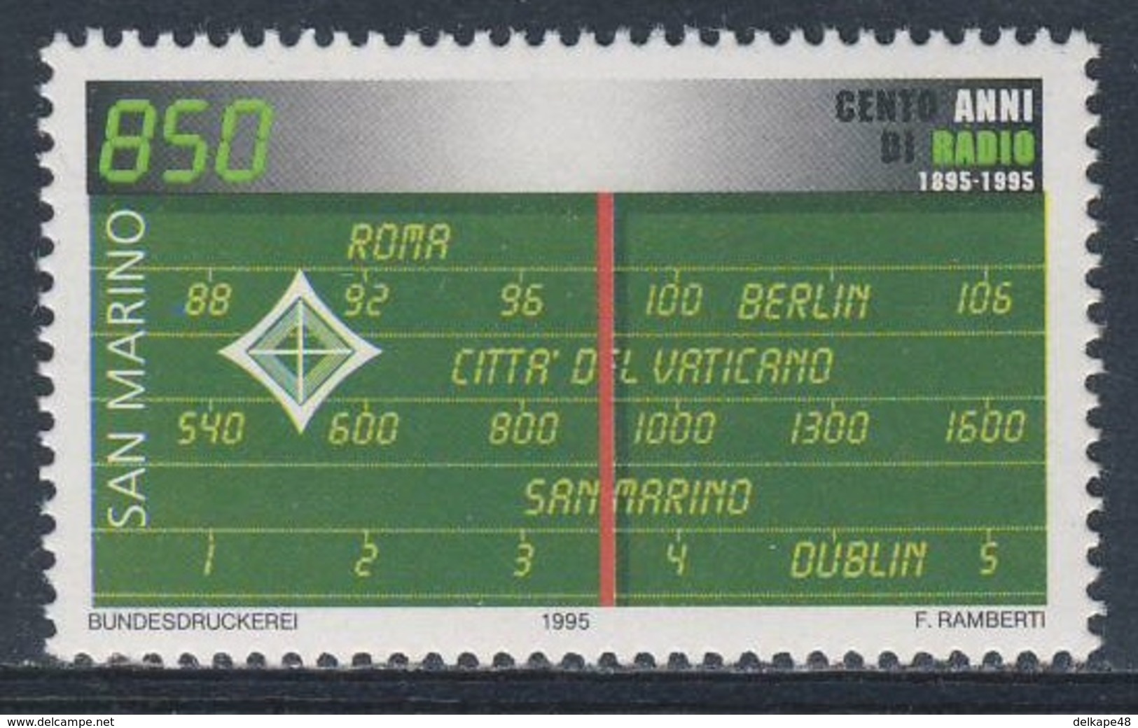 San Marino 1995 Mi 1616 ** Radio Frequency Dial / Skala Radiogerätes - Cent. First Radio Transmission - Telecom