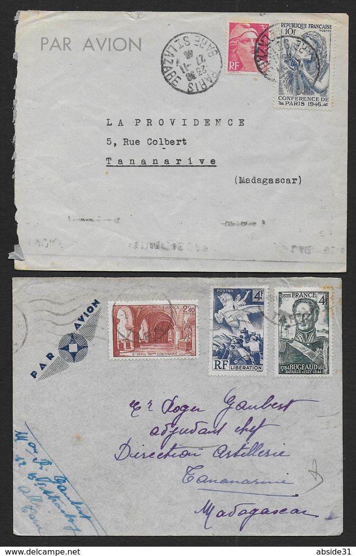 Lot De 6 Lettres Par Avion Pour Madagascar - 1921-1960: Période Moderne