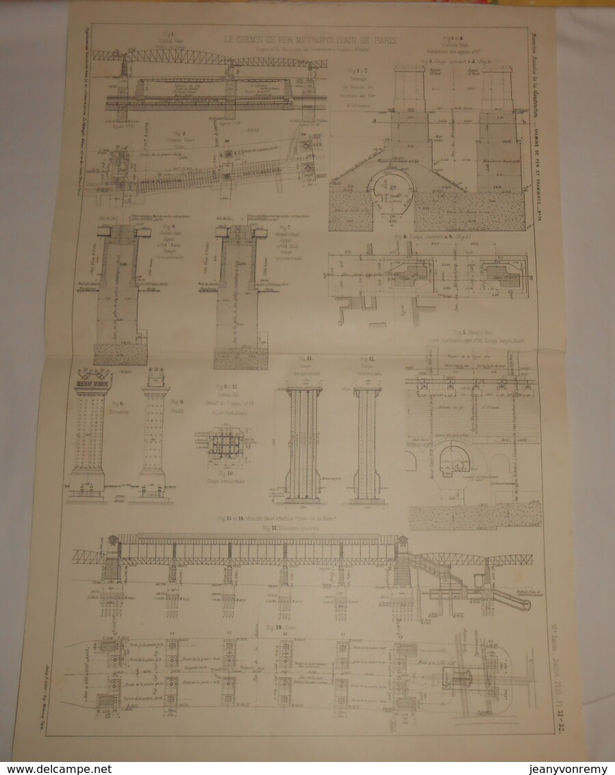 Plan Du Chemin De Fer Métropolitain De Paris.Du Cours De Vincennes à La Place D'Italie. 1910. - Travaux Publics