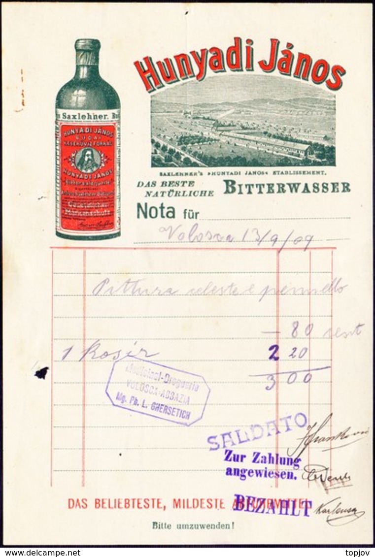 HUNGARU - HUNYADI  JANOS  BITTERWASSER - BUDAPEST - 1909 - Company Logo Napkins