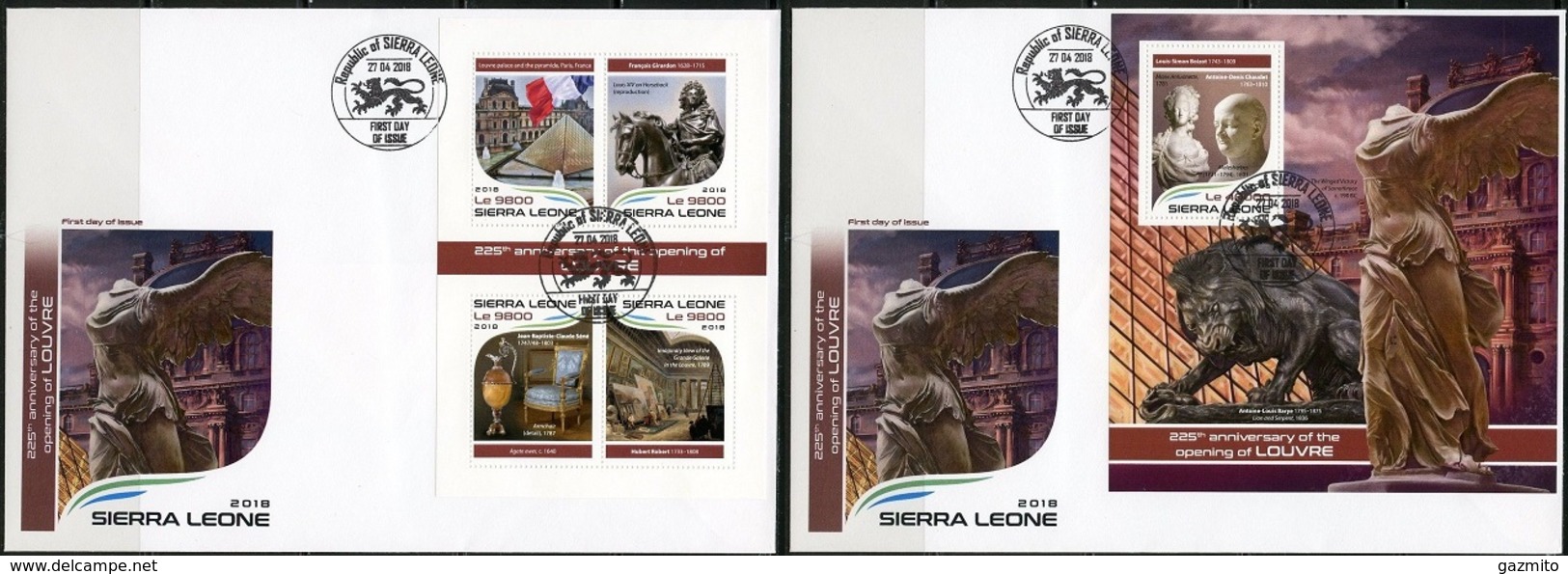 Sierra Leone 2018, Louvre, Scolpture, 4val In BF+BF In 2FDC - Sierra Leona (1961-...)