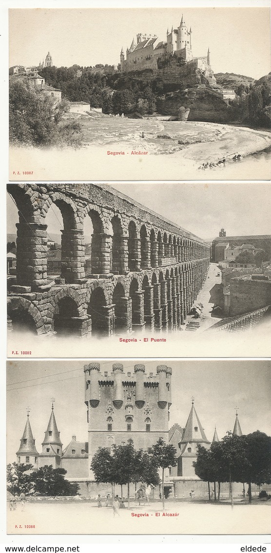 Segovia  3 Postales  Puente Y Alcazar Edit P.Z. 10086/7/2  Dorso No Dividido - Segovia