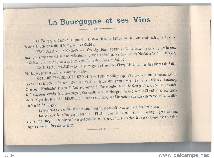 Carnet Publicitaire - Vins J CALVET Souvenir D'une Visite à Beaune Rare 18 Pages 16cmX11.5cm - Autres & Non Classés