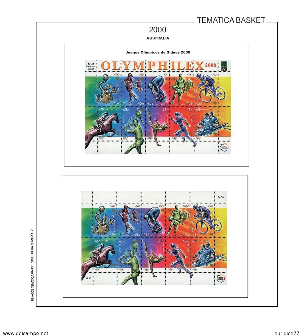 Suplemento Filkasol TEMATICA BASKET - 2000-2005 Ilustrado Color (270x295mm.) Sin Montar - Pre-Impresas