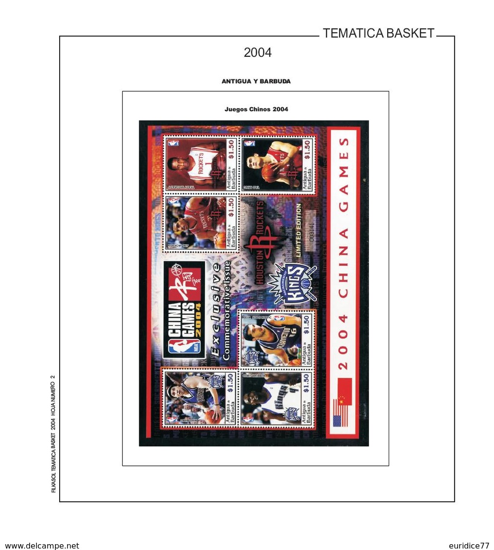 Suplemento Filkasol TEMATICA BASKET - 2000-2005 ilustrado color (270x295mm.) sin montar