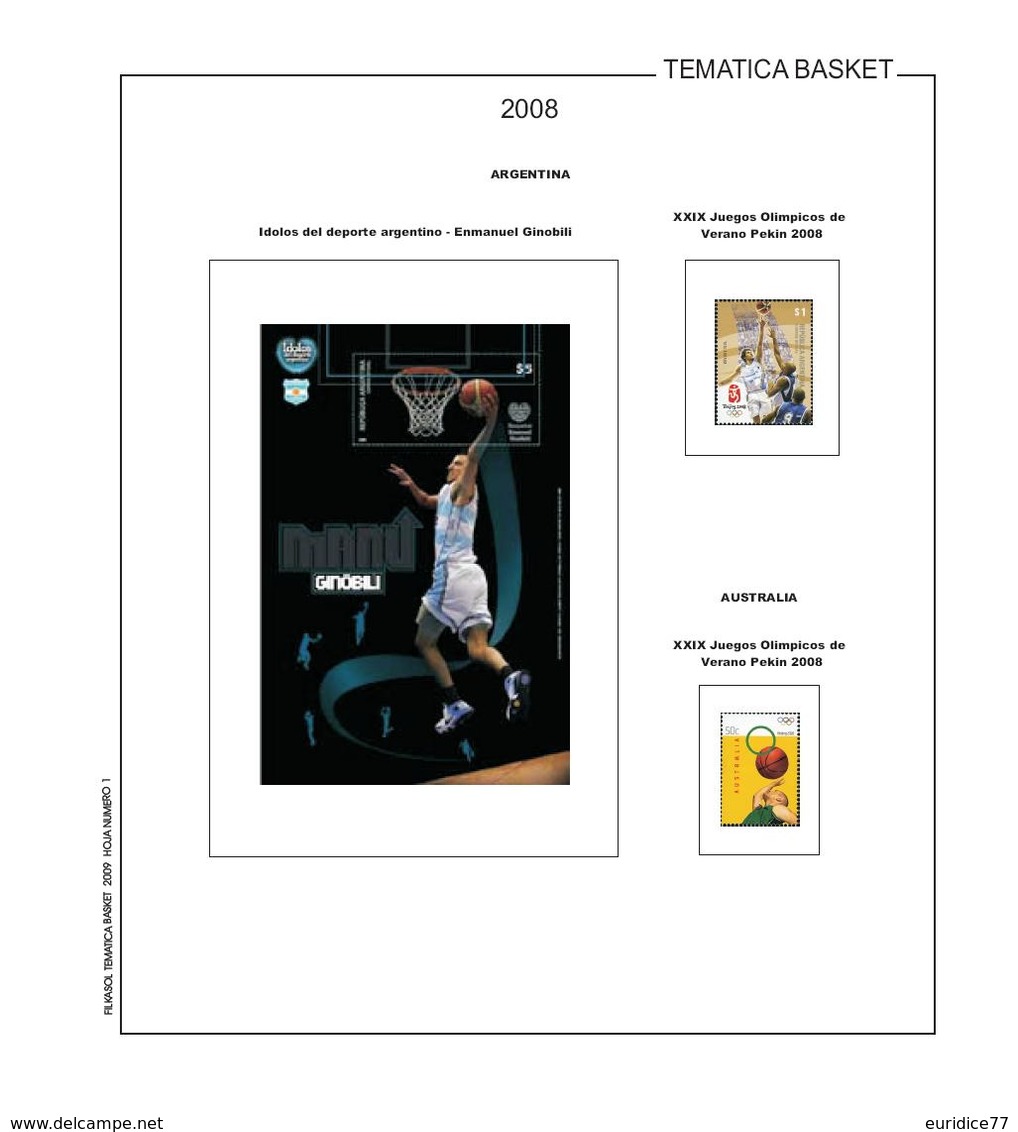 Suplemento Filkasol TEMATICA BASKET 2006-2010 Ilustrado Color (270x295mm.) Sin Montar - Pre-printed Pages