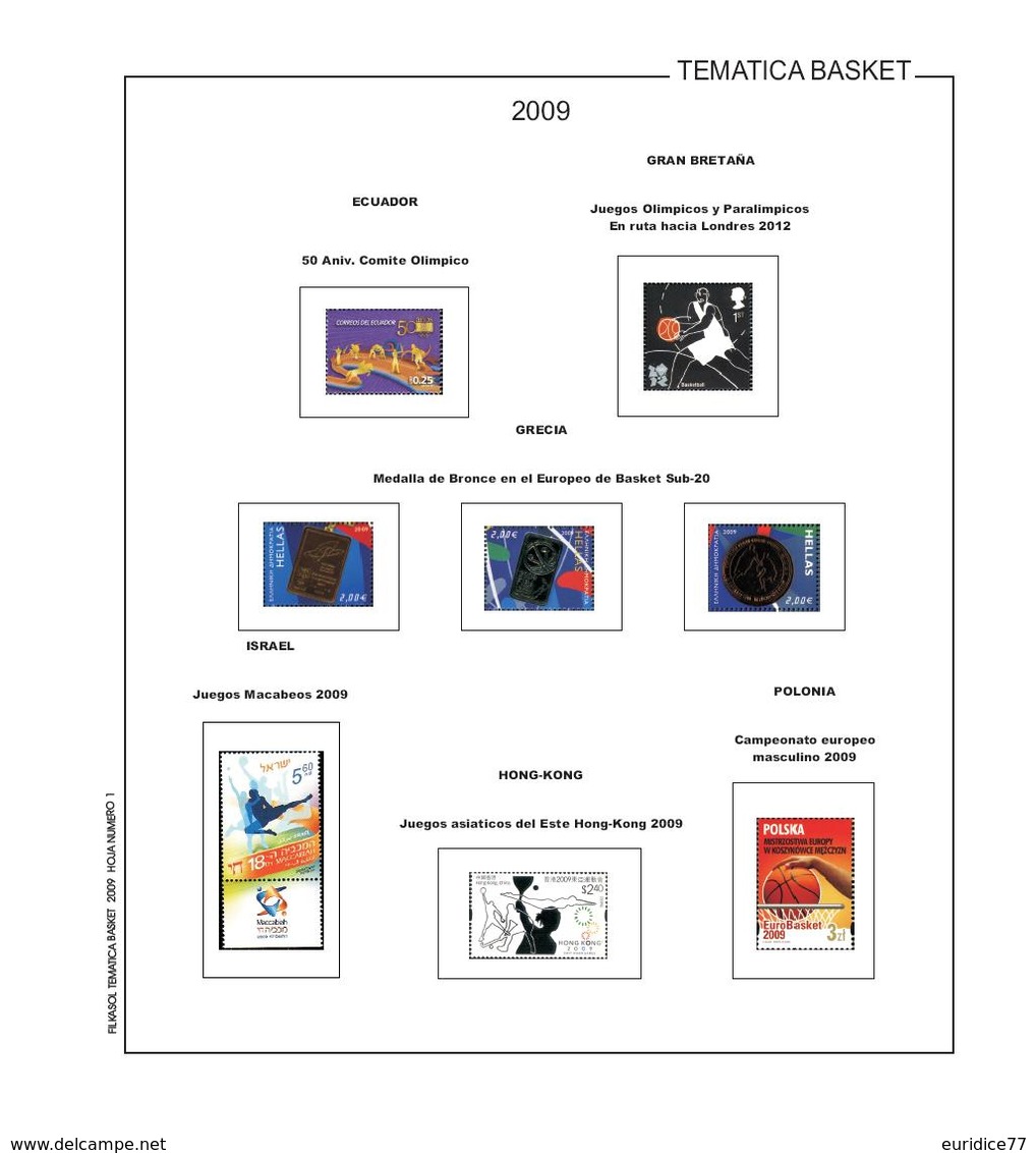 Suplemento Filkasol TEMATICA BASKET 2006-2010 Ilustrado Color (270x295mm.) Sin Montar - Pre-Impresas