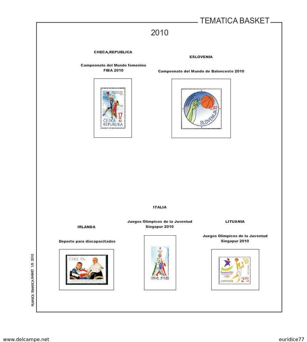 Suplemento Filkasol TEMATICA BASKET 2006-2010 Ilustrado Color (270x295mm.) Sin Montar - Pre-Impresas