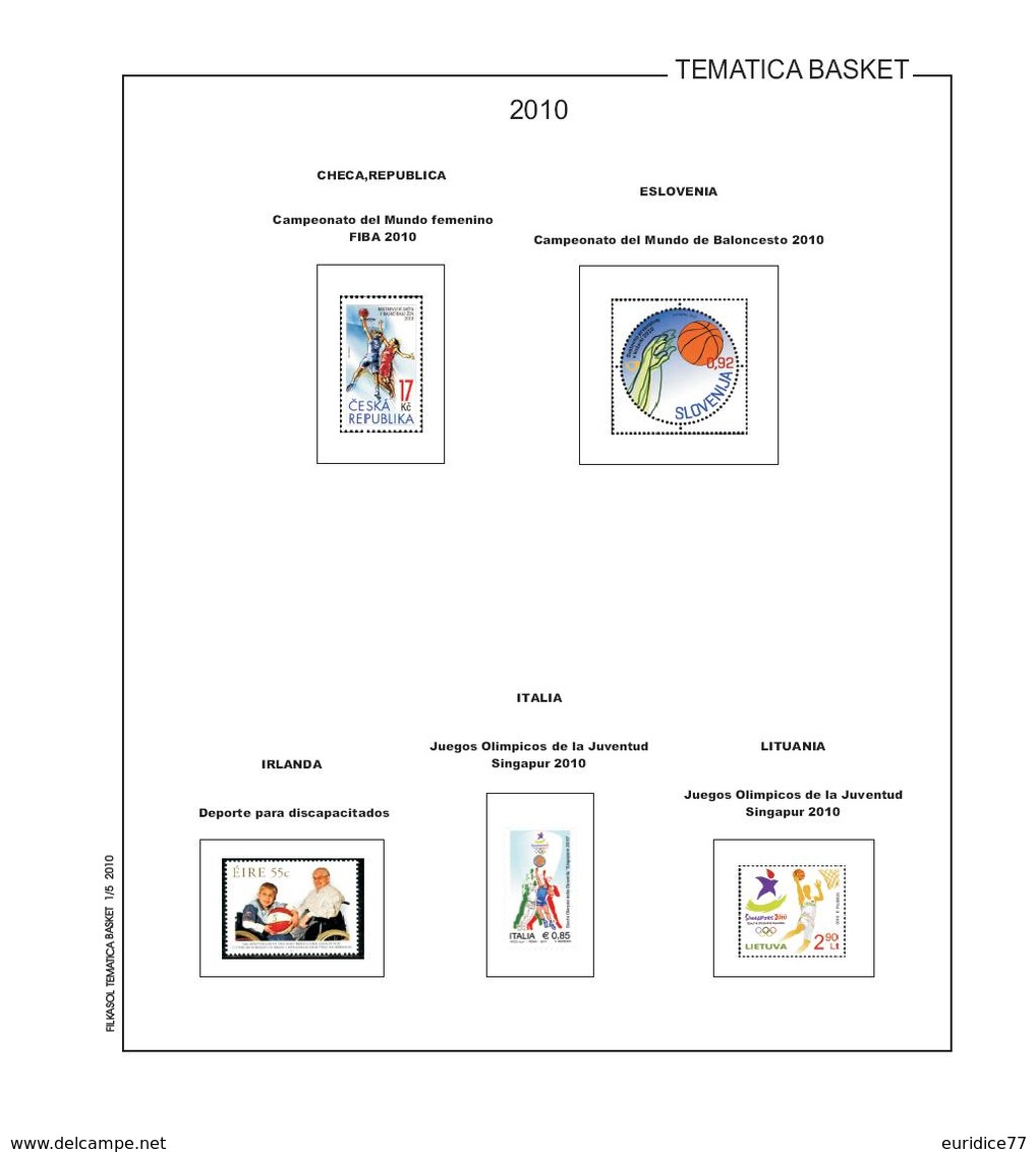 Suplemento Filkasol TEMATICA BASKET 2006-2010 Montado Con Filoestuches HAWID Transparentes - Pre-Impresas