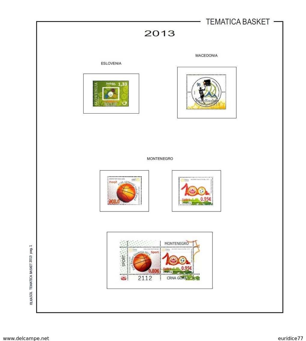 Suplemento Filkasol TEMATICA BASKET 2013 Ilustrado Color (270x295mm.) Sin Montar - Pre-Impresas