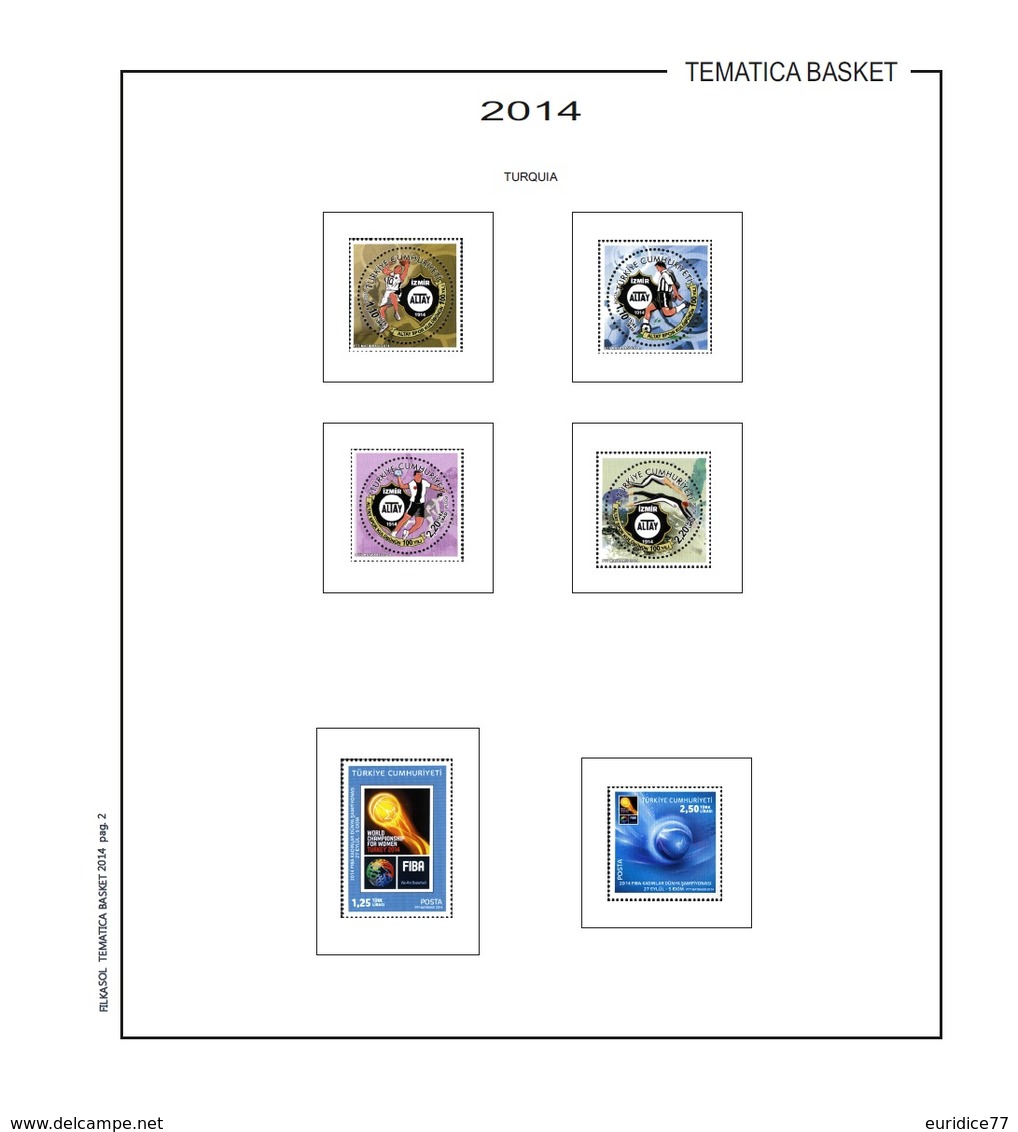 Suplemento Filkasol TEMATICA BASKET 2014 - Montado Con Filoestuches HAWID Transparentes - Pre-Impresas