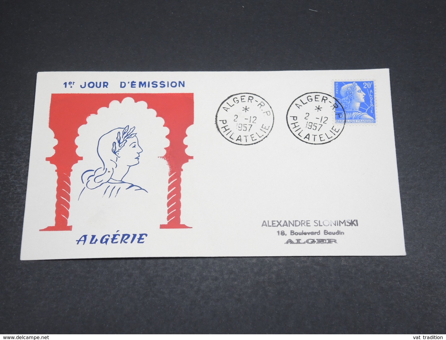 ALGÉRIE - Enveloppe FDC 1957 , Marianne De Muller - L 18531 - FDC