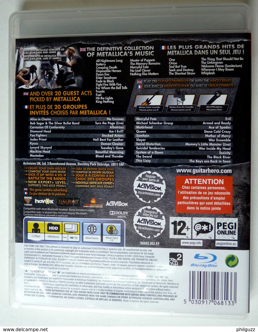 JEU Playstation JEU PS3 GUITAR HERO METALLICA AVEC BOITIER ET LIVRET - PS3