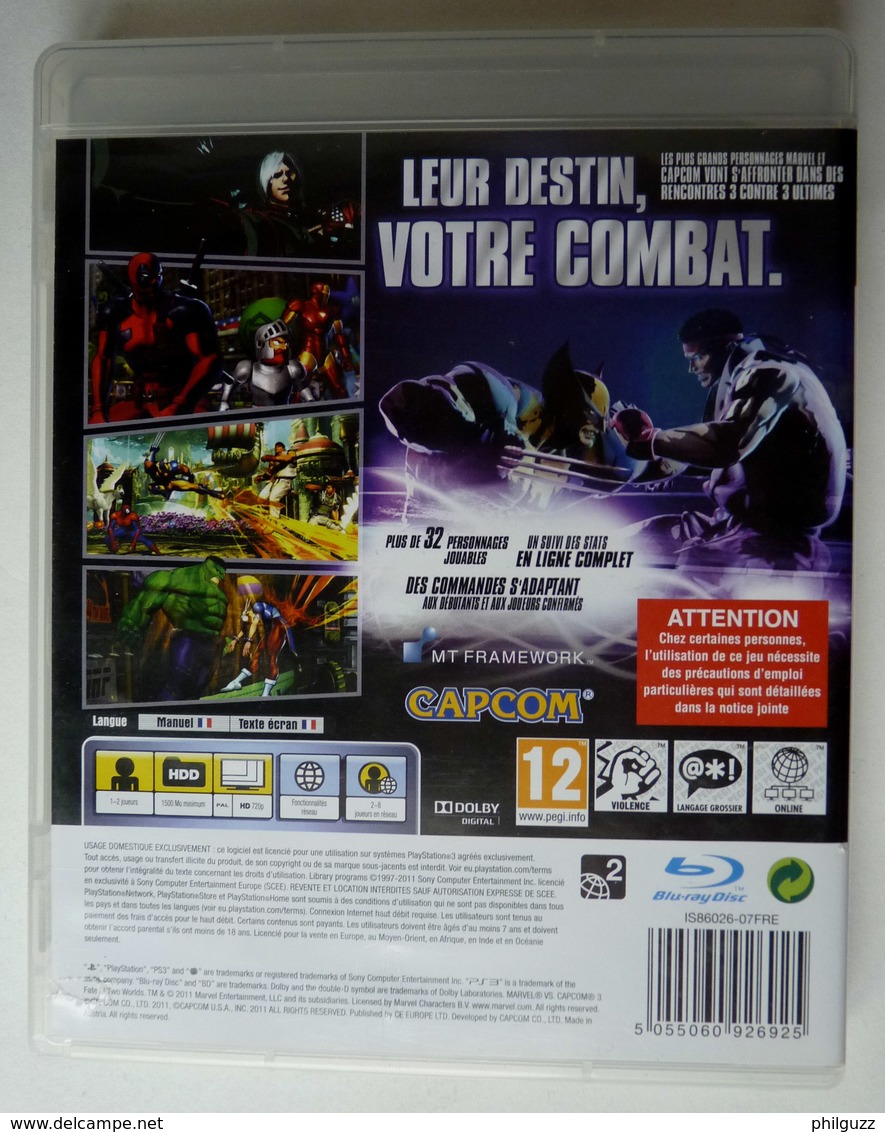 JEU Playstation JEU PS3 MARVEL VS CAPCOM 3   AVEC BOITIER ET LIVRET - PS3