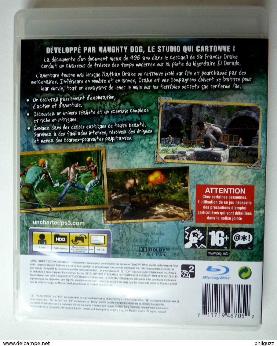 JEU Playstation JEU PS3  UNCHARTED Drake's Fortune  AVEC BOITIER ET LIVRET - PS3