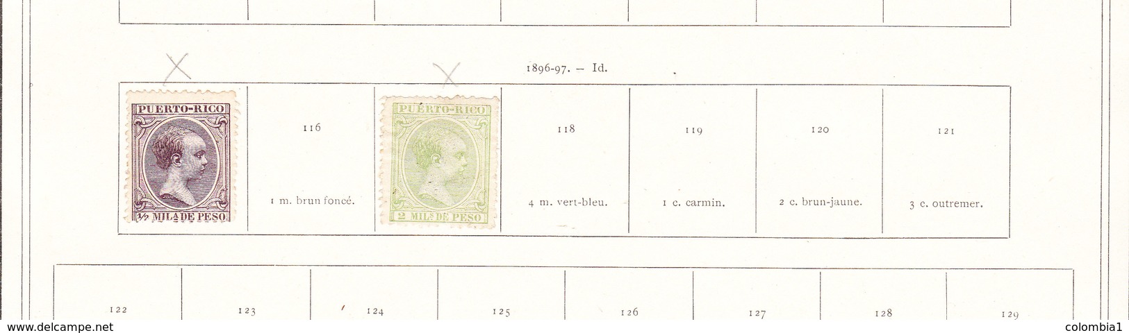 PORTO RICO TIMBRES ANCIENS 1896/1899 SUR FEUILLE D ALBUM - Puerto Rico