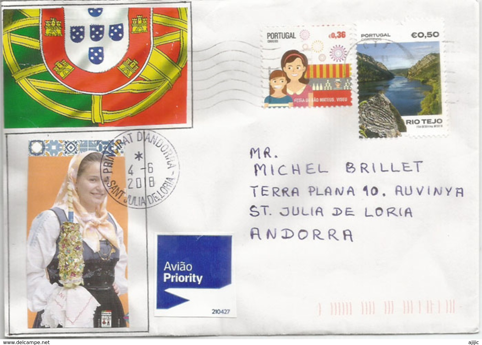 Casa De Portugal (Rio Tejo & Viseu)  Sur Lettre Adressée En Andorre, Avec Timbre  à Date Arrivée - Lettres & Documents