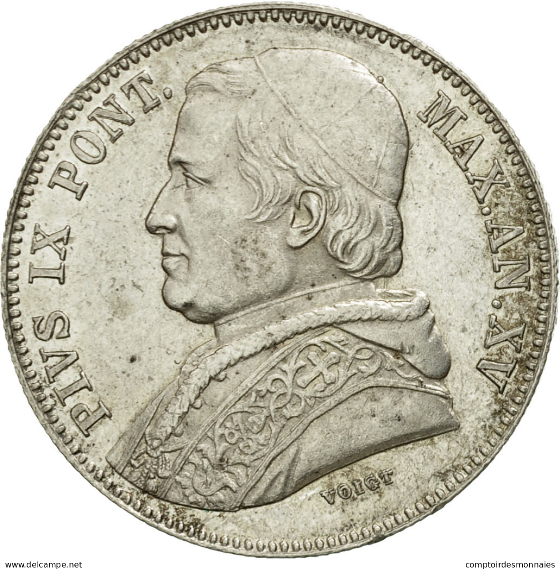 Monnaie, États Italiens, PAPAL STATES, Pius IX, 20 Baiocchi, 1860, Roma, SUP+ - Vatikan