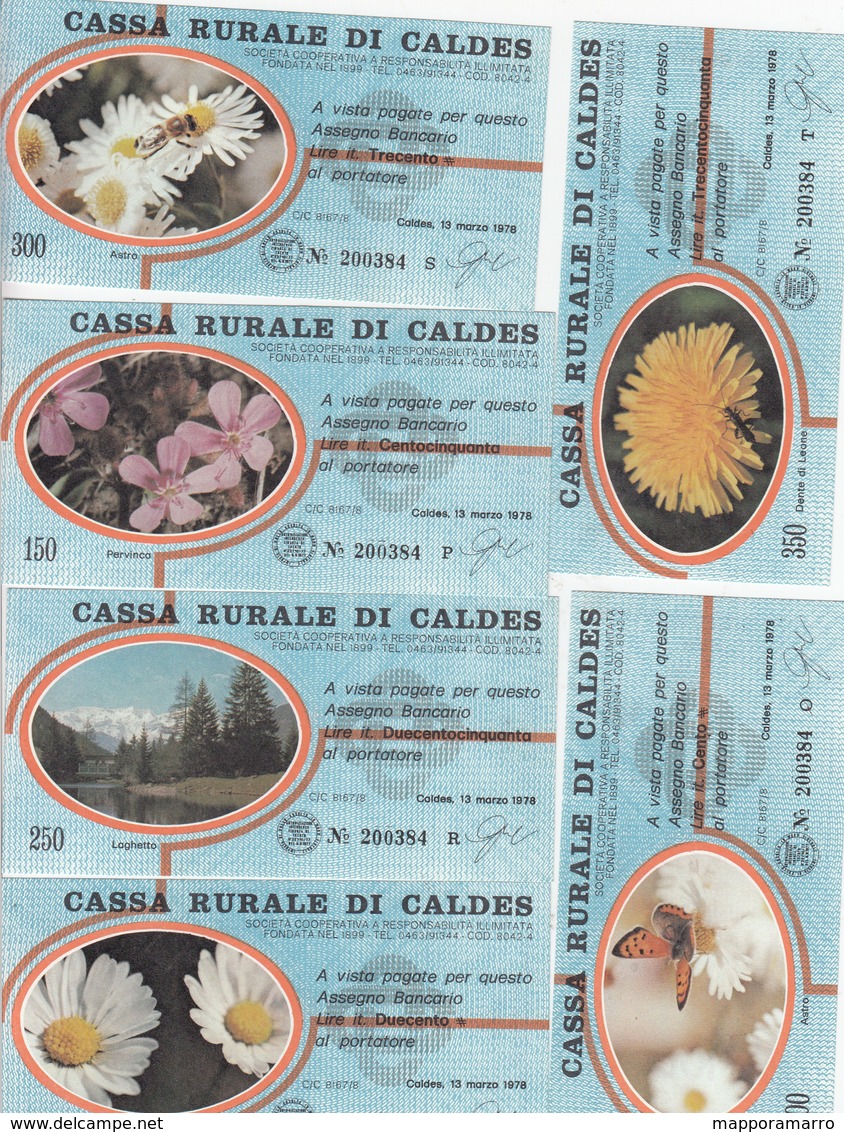 MINIASSEGNI -CASSA RURALE DI CALDES - SERIE FIGURATA FIORI.-- FDS-- - [10] Checks And Mini-checks