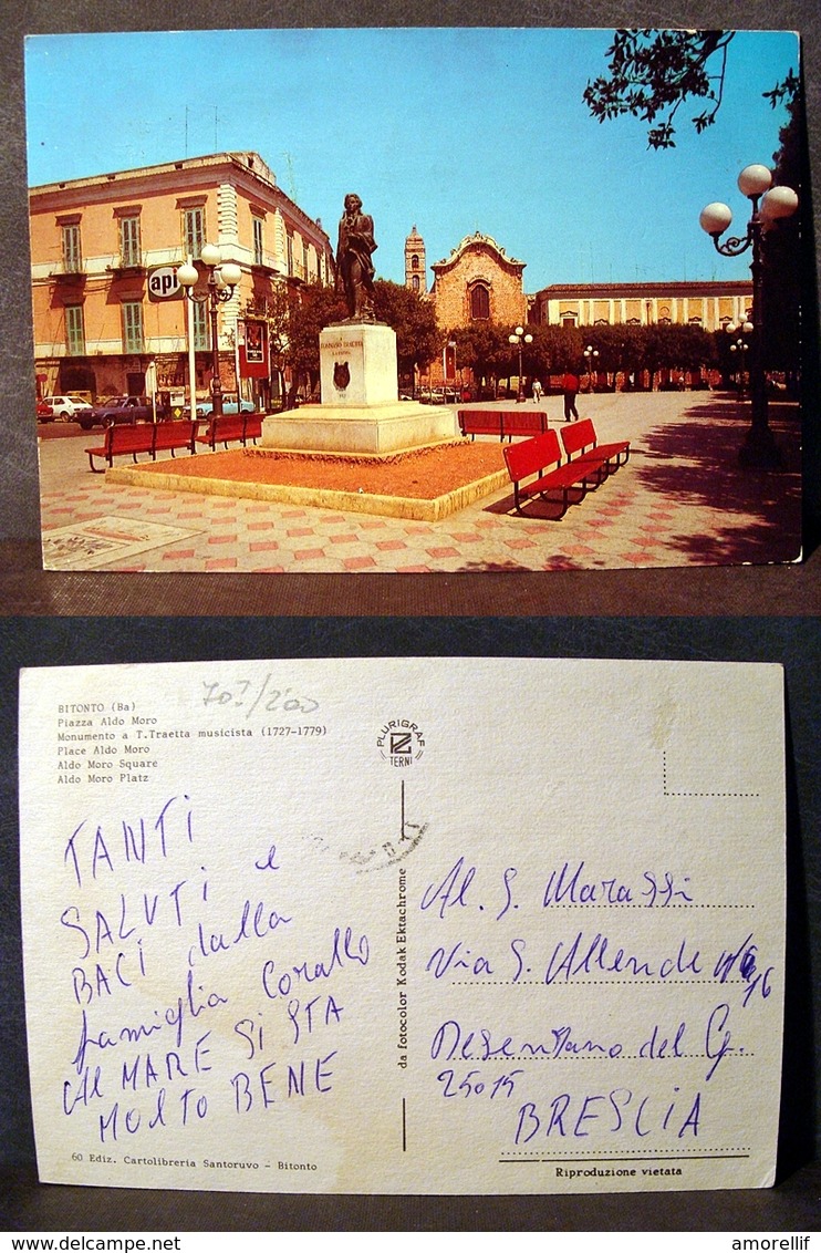 (FG.C24) BITONTO - PIAZZA ALDO MORO E MONUMENTO A T. TRAETTA MUSICISTA (BARI) Piazza Margherita Di Savoia - Bitonto