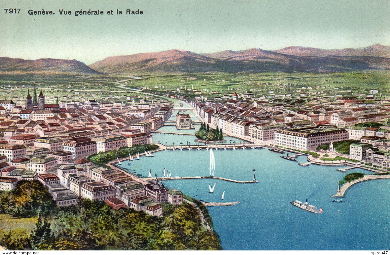 CPA GENEVE - VUE GENERALE ET LA RADE - Genève