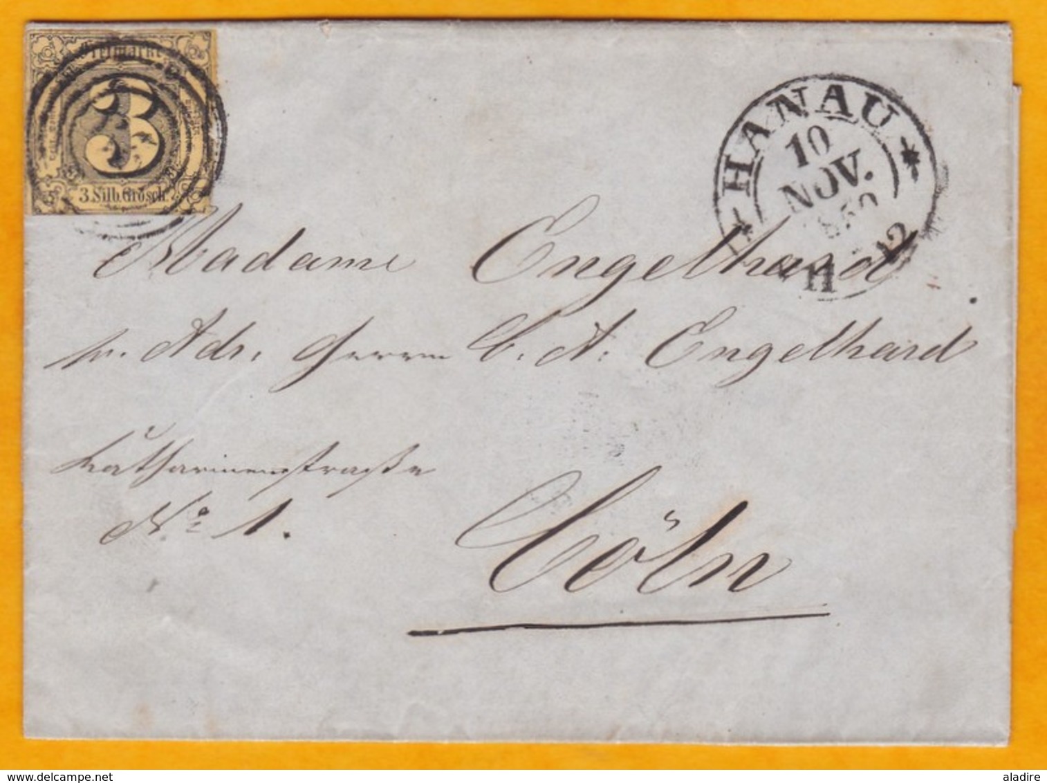 1859 - Lettre Avec Correspondance De Hanau Vers Coln Via Frankfurt - Tours Et Taxis - Affrt  3 Silb.Grosch - Altri & Non Classificati