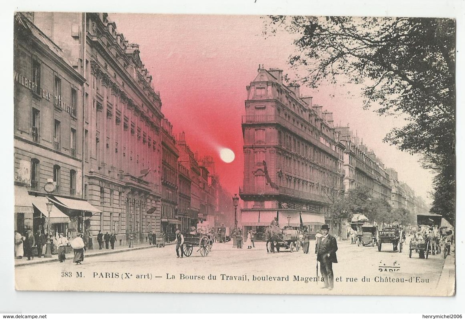 Paris 10 - La Bourse Du Travail Bvd Magenta Et Rue Du Chateau D'eau ( Soleil Rouge ) 1915 - Arrondissement: 10