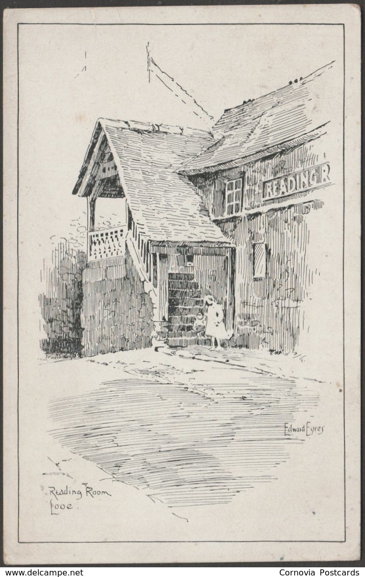 Edward Eyres - Reading Room, Looe, Cornwall, 1919 - Keast Postcard - Other & Unclassified