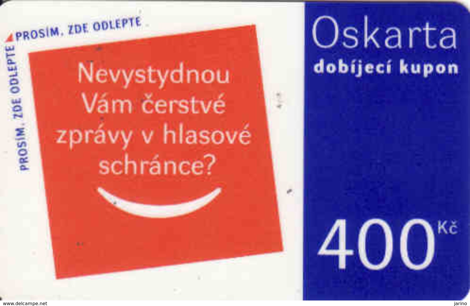 Czech Republic, Oscar /now Vodafone/ Voucher 400 Kč, Plastic Card - Tchéquie