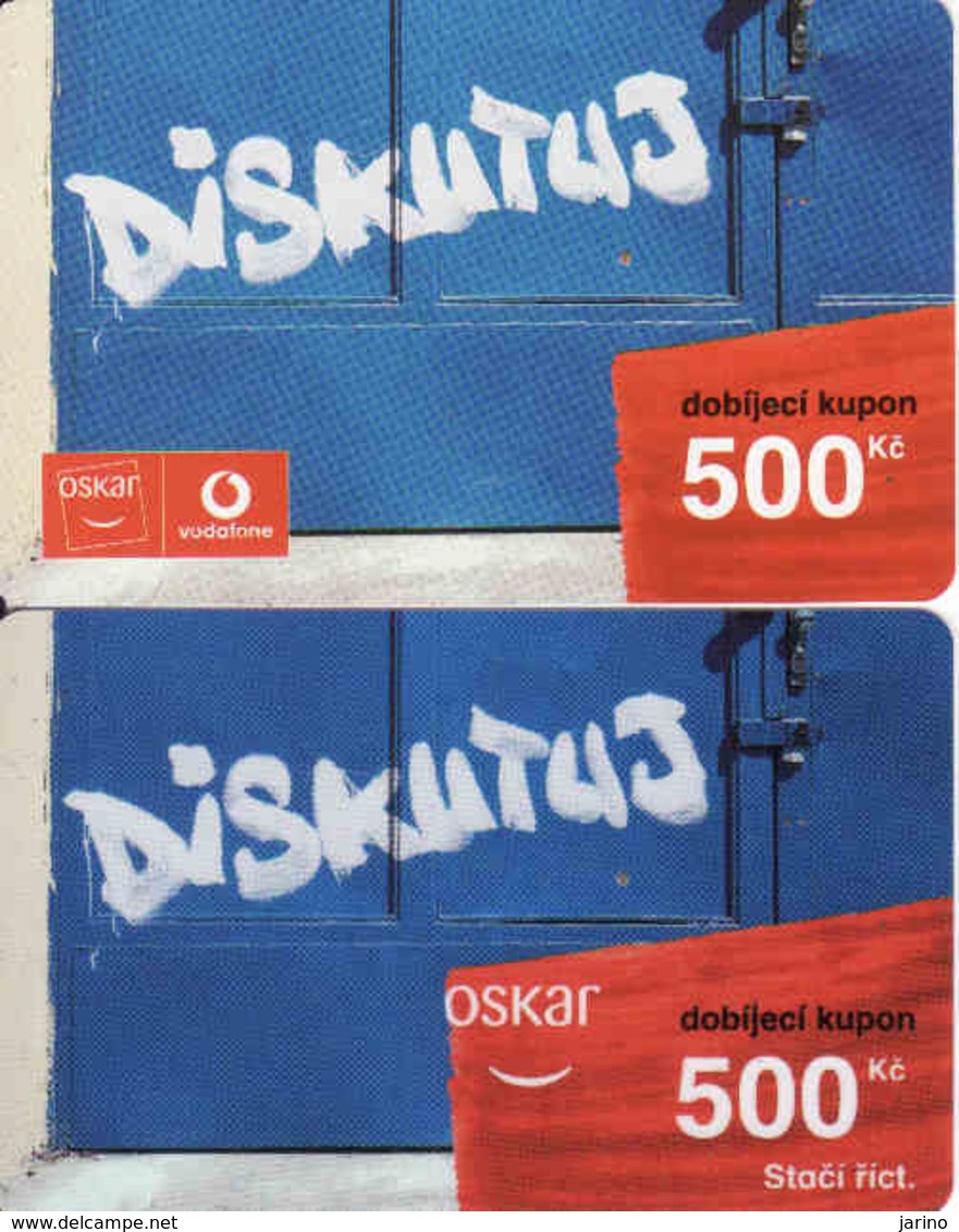 Czech Republic, 2 Different Oscar /now Vodafone/ Vouchers 500 Kč, Plastic Cards, - Tchéquie