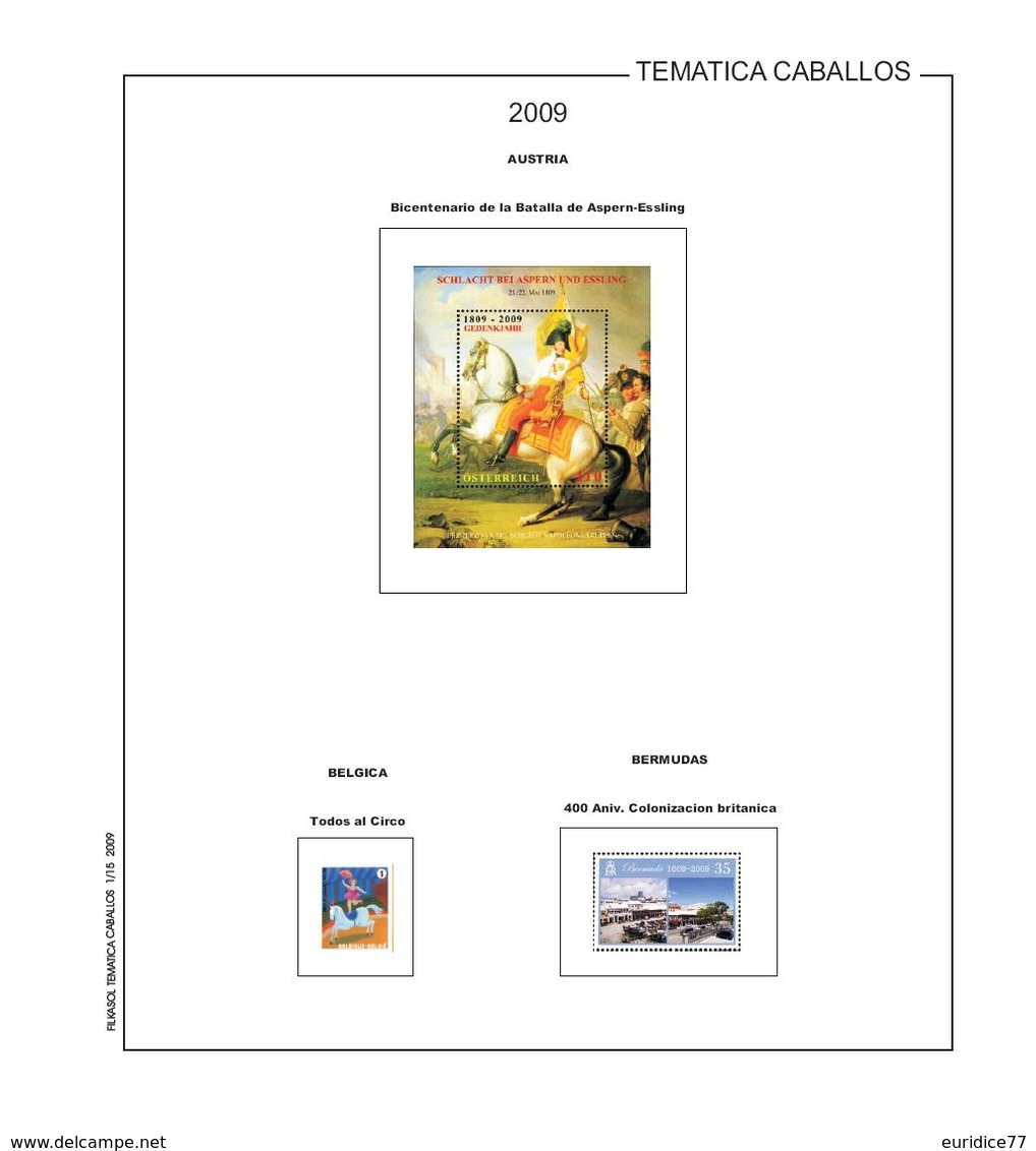 Suplemento Filkasol TEMATICA CABALLOS 2009 - Ilustrado Color Album 15 Anillas 270x295 Mm. - Pre-Impresas