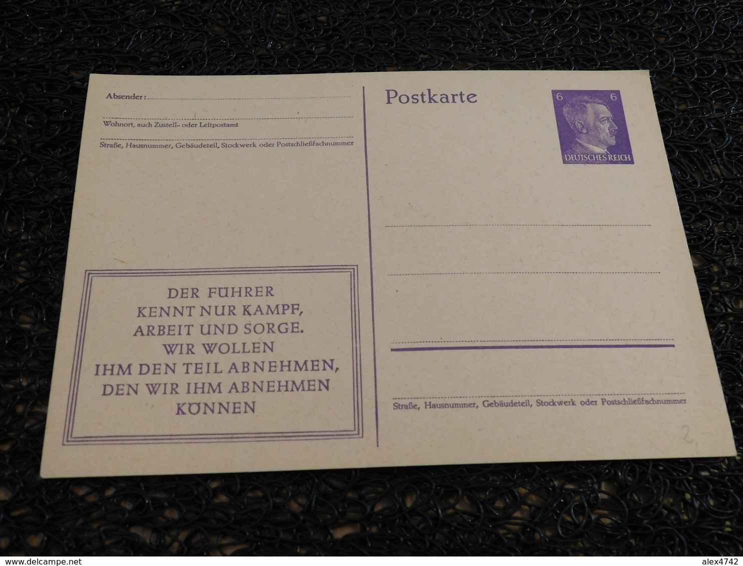 Entier Postal, Deutch Reich, Timbre Hitler    (R5) - Sonstige & Ohne Zuordnung