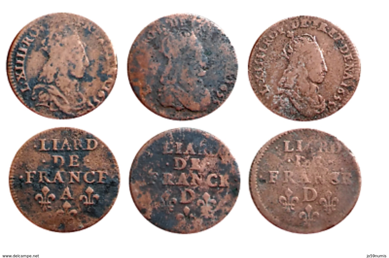 Lot LOUIS XIV Liard De France 1655 A (Corbeil) Et D (Vimy) A VOIR!!! - 1643-1715 Louis XIV Le Grand