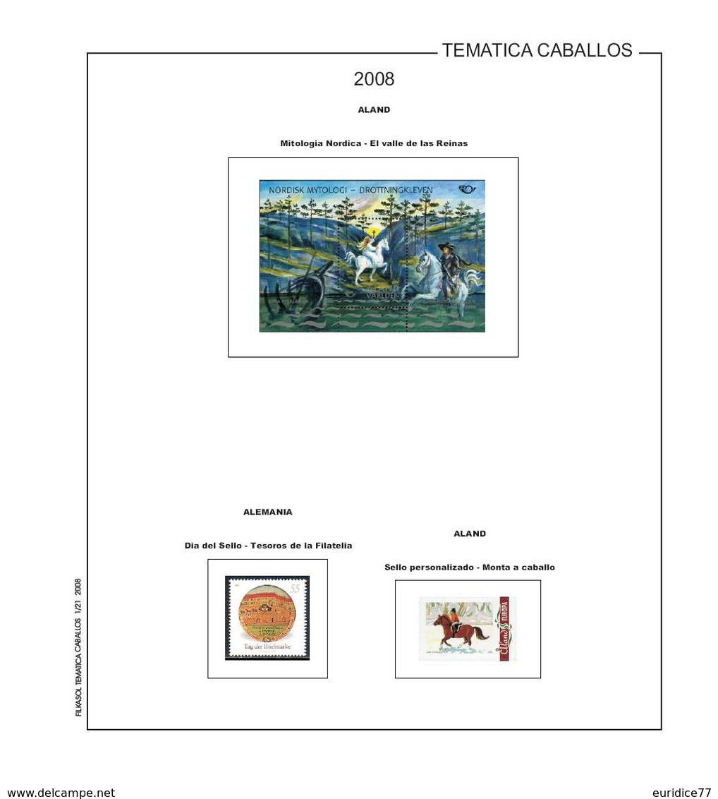 Suplemento Filkasol TEMATICA CABALLOS 2008 - Montado Con Filoestuches HAWID Transparentes - Pre-Impresas