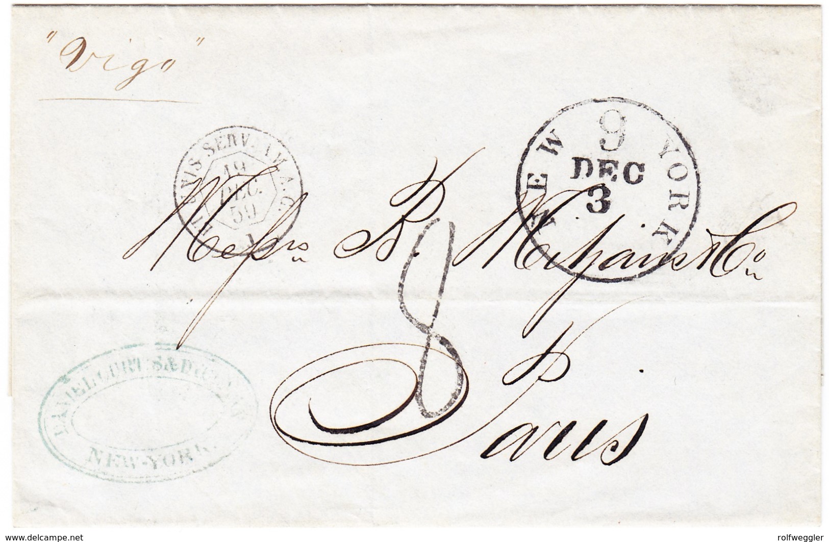 1859 Faltbrief  Aus Havanna Agentur über New York Nach Paris - …-1845 Prefilatelia
