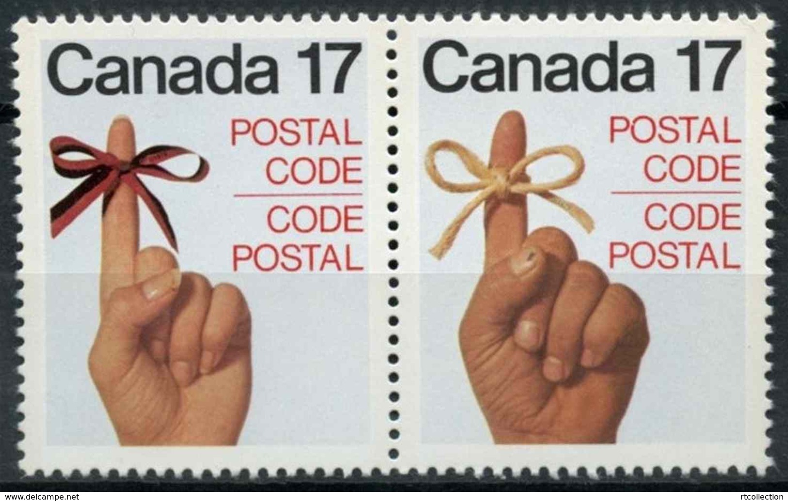 Canada 1979 - A Pair Of 2 Postal Code Publicity Hands Hand Ribbon Post Stamps MNH SG#938-939 Mi 724-725 - Post