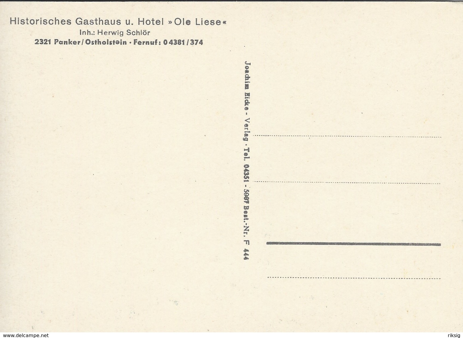Historisches Gasthaus U. Hotel " Ole Liese" Panker / Ostholstein   Germany.   # 07651 - Hotels & Restaurants