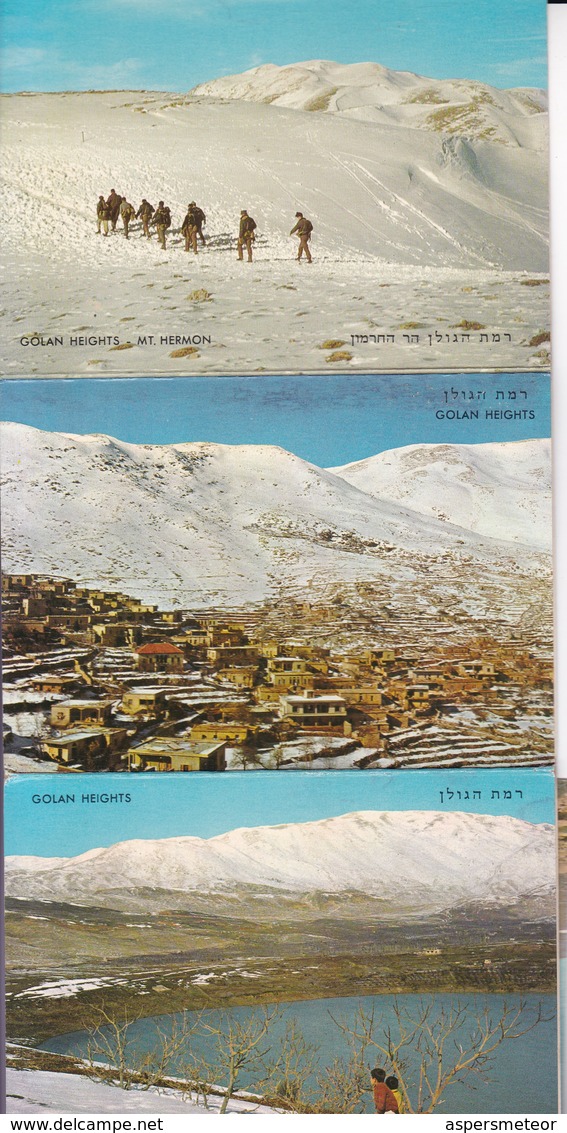 GOLAN HEIGHTS. ISRAEL. 7 POSTCARD. PALPHOT LTD. PHOTOSET SOUVENIR LAMBRANÇA GRUSS AUS. CIRCA 1980.-BLEUP - Israël