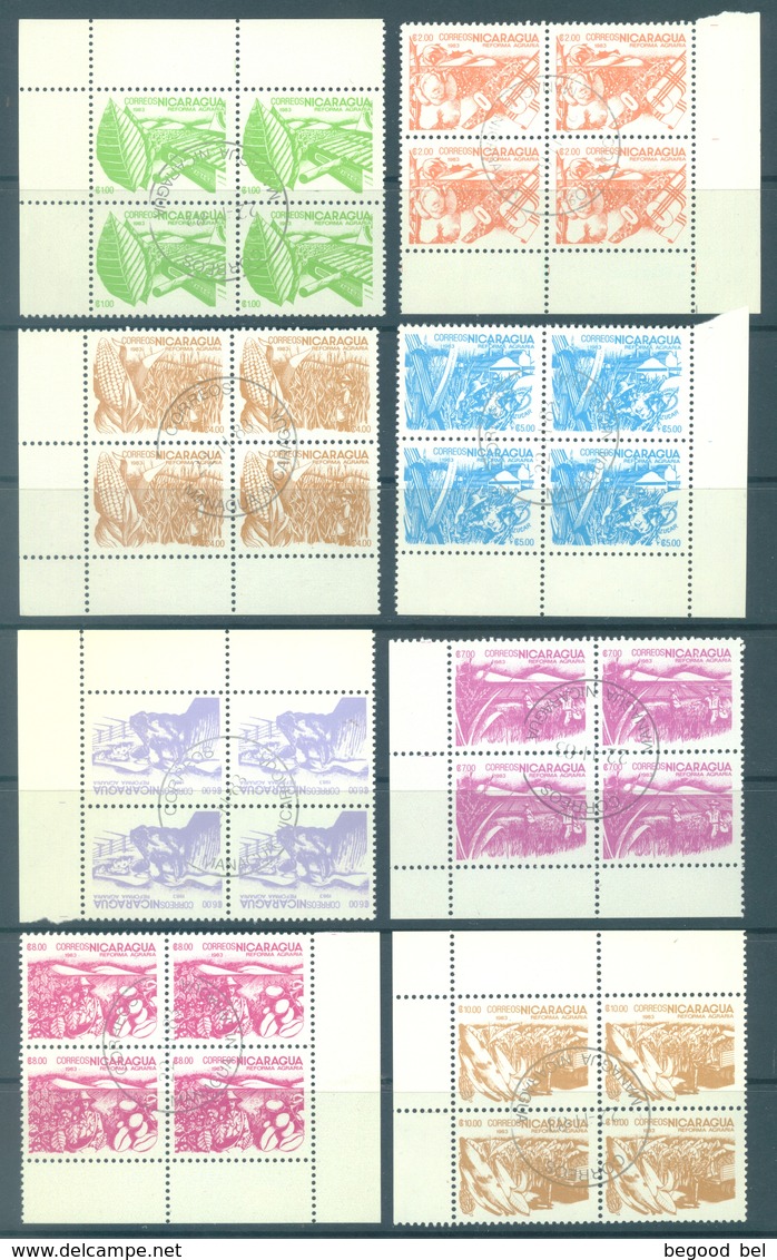 NICARAGUA - 1983  - USED/OBLIT. - Yv 1303-1310 -  Lot 17026 EN BLOC DE 4 - Nicaragua