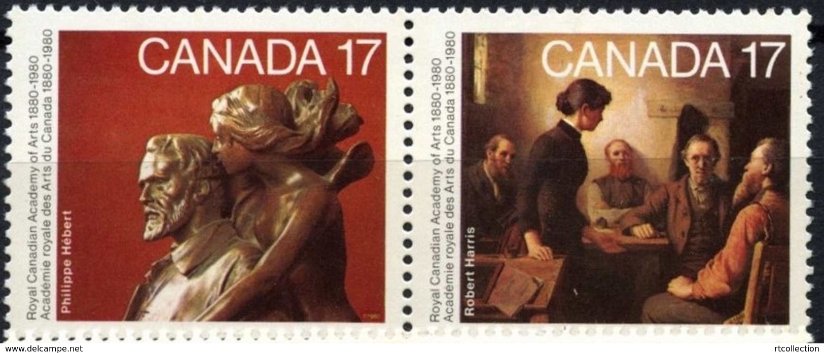 Canada 1980 - Pair Of 2 100th Anniversary Of The Royal Canadian Academy Of Arts Art Sculpture Stamps MNH SG#972-973 - Unused Stamps