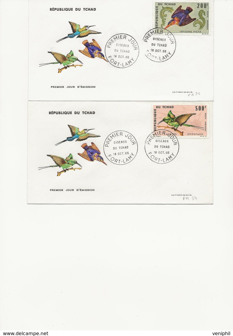 TCHAD  -2 FDC AFFRANCHI  PA 32 ET PA 34 - OISEAUX DU TCHAD - CAD FOT-LAMY -OCT 1866 - Pappagalli & Tropicali