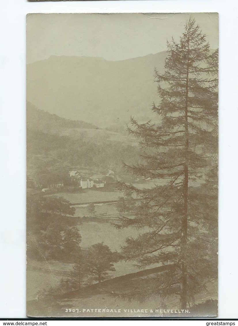 Postcard Rp Patterdale Village And Helvellyn Posted 1912 Lowe Photographer Downey Head - Patterdale