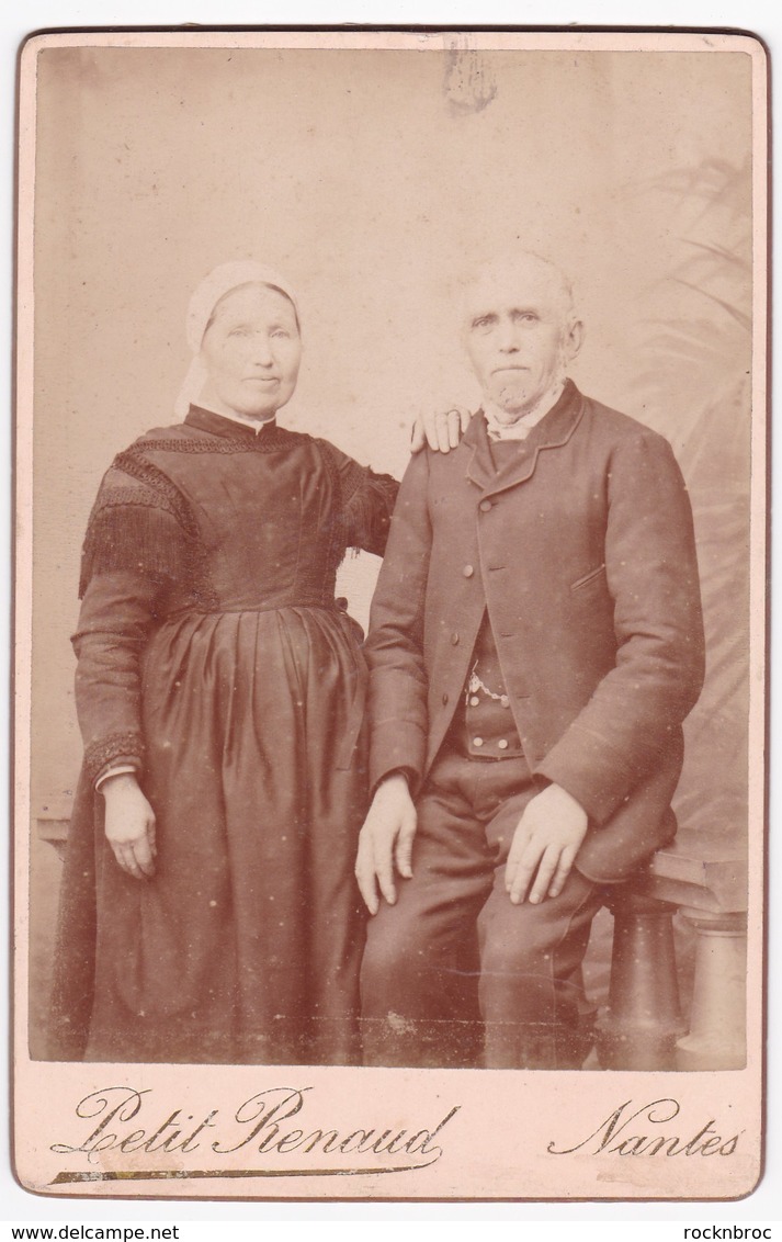 Ancienne Photo Portrait Couple Costume Coiffe (Mr Rouesné ?) (Petit Renaud, Nantes) - Persone Anonimi