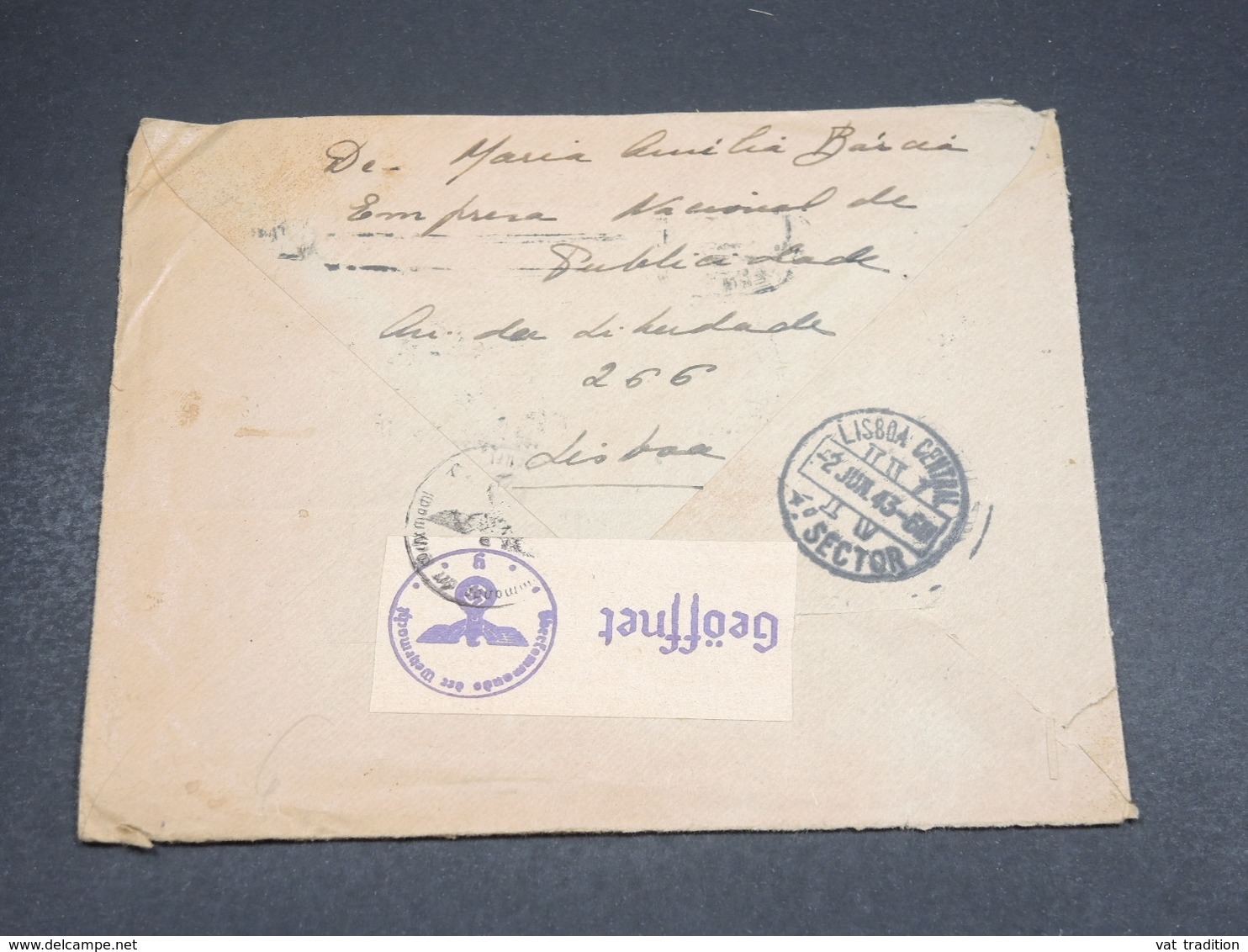 PORTUGAL - Enveloppe De Lisbonne Pour La France En 1943 Avec Contrôle Postal Allemand - L 18665 - Lettres & Documents