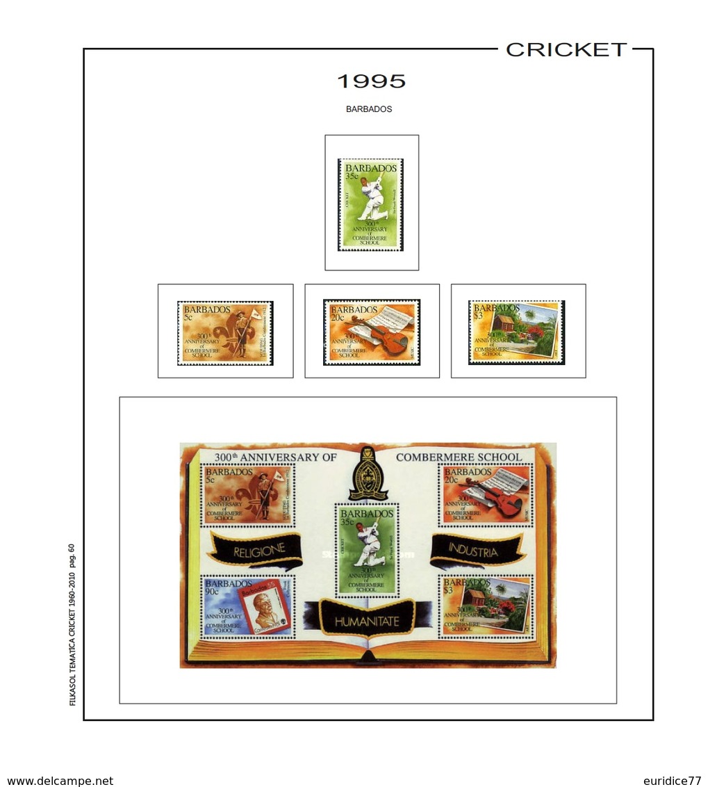 Suplemento Filkasol TEMATICA CRICKET 1962-2010 - Ilustrado Color Album 15 Anillas 270x295 Mm. - Fogli Prestampati