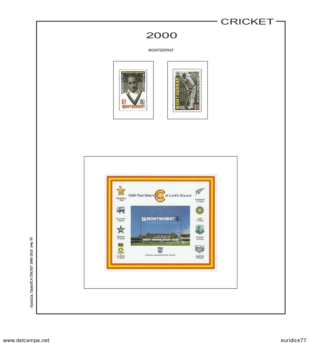 Suplemento Filkasol TEMATICA CRICKET 1962-2010 - Ilustrado color album 15 anillas 270x295 mm.