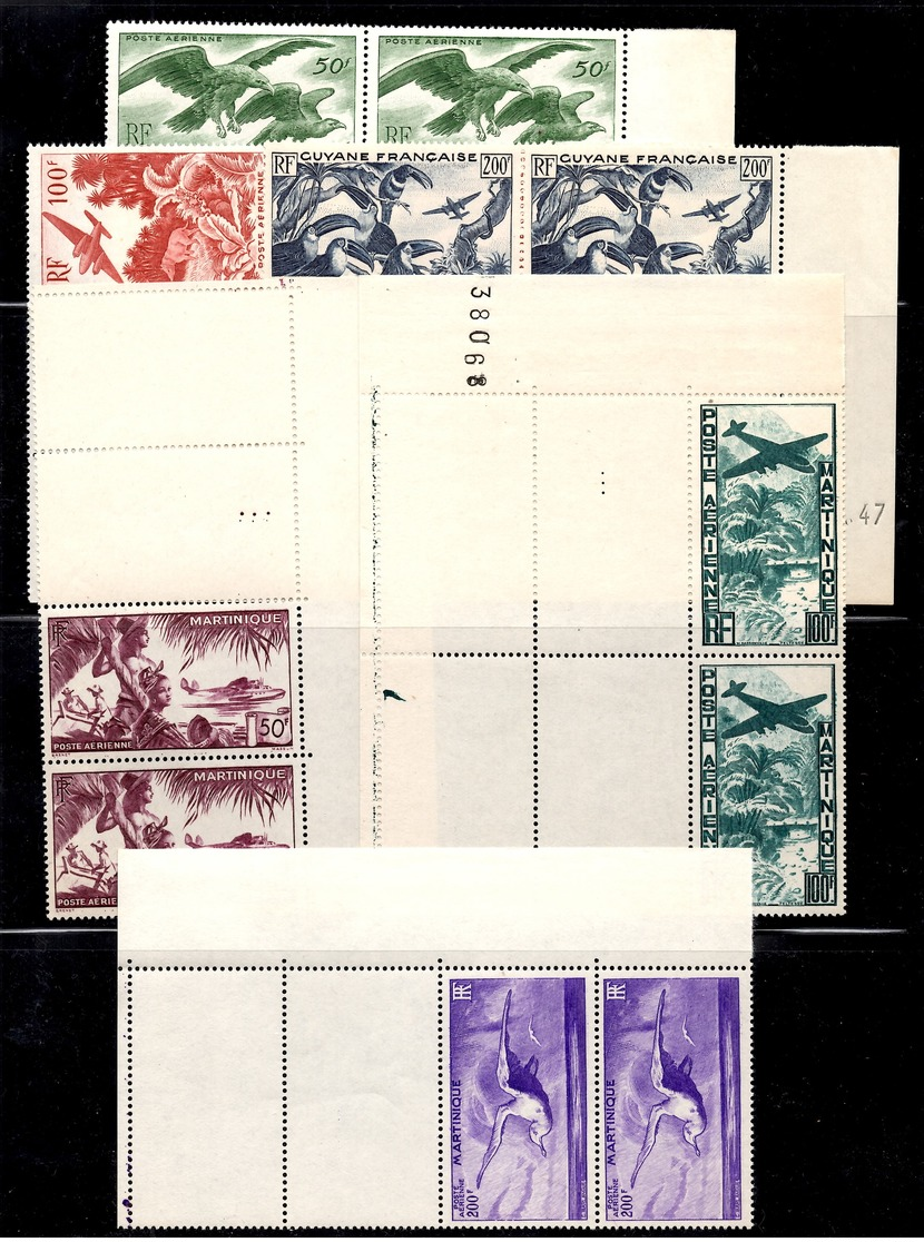 Guadeloupe, Réunion, Martinique Et Guyane Séries Poste Aérienne De 1947 Neufs ** MNH. TB. A Saisir! - Collections