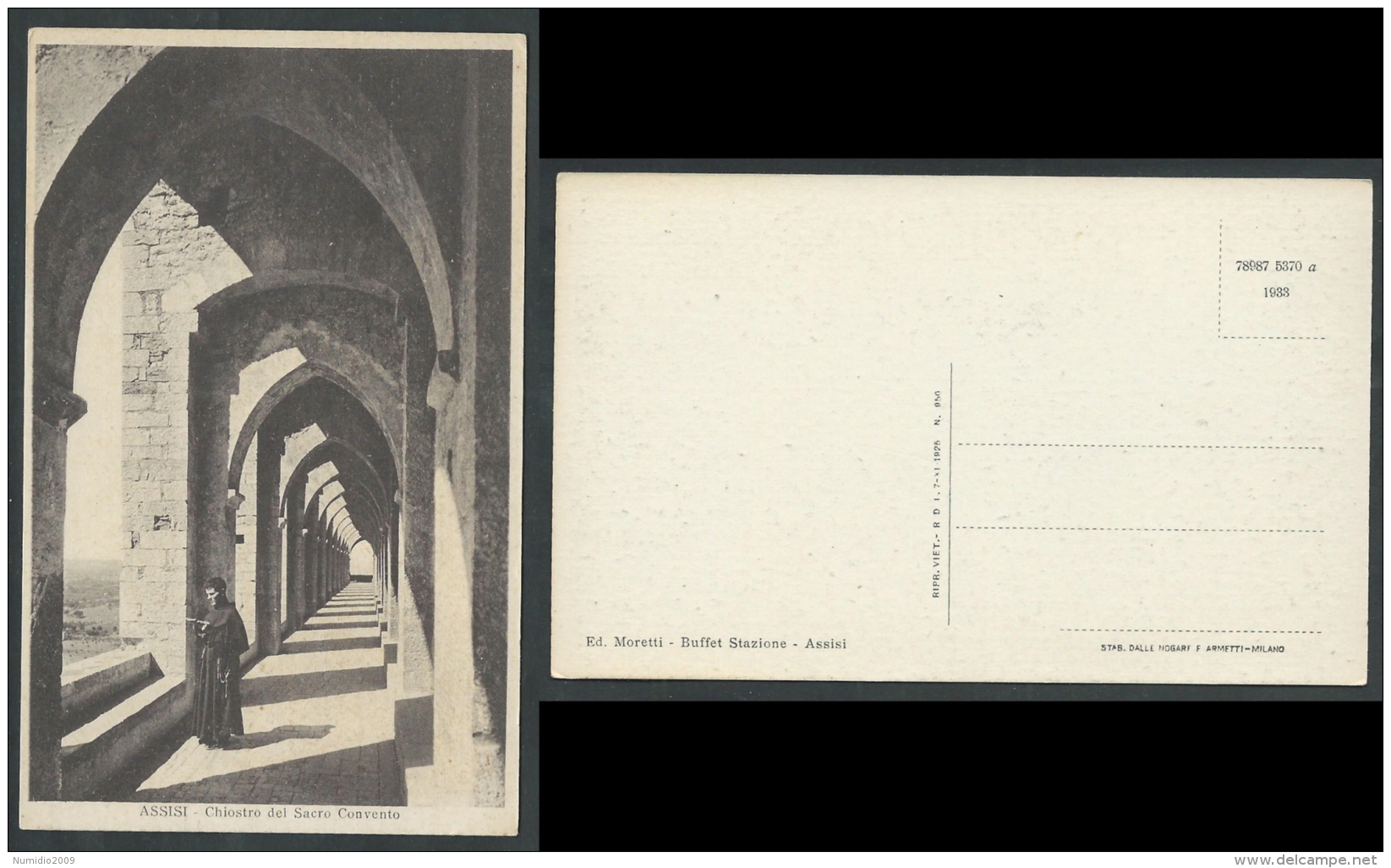 ASSISI CARTOLINA CHIOSTRO DEL SACRO CONVENTO - C39 - Altri & Non Classificati