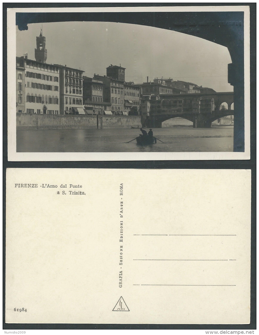 FIRENZE CARTOLINA L'ARNO DAL PONTE A S. TRINITA - C42 - Firenze (Florence)