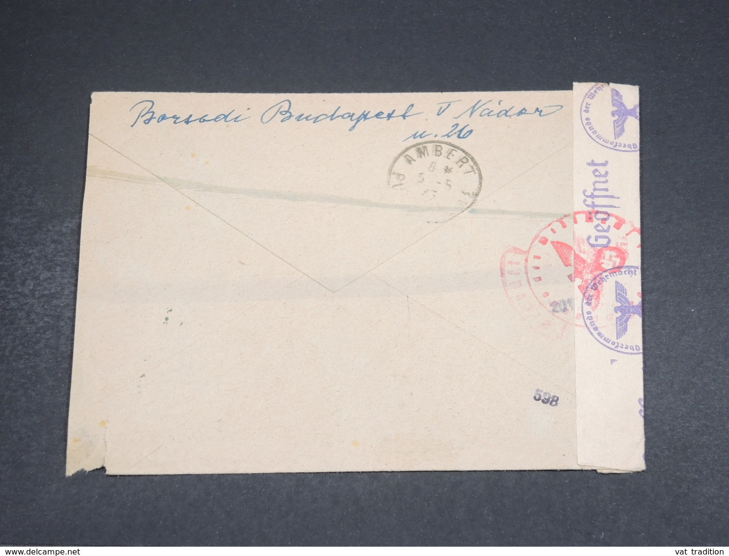 HONGRIE - Enveloppe En Recommandé De Budapest Pour La France En 1943 Avec Contrôle Postal - L 18701 - Lettres & Documents